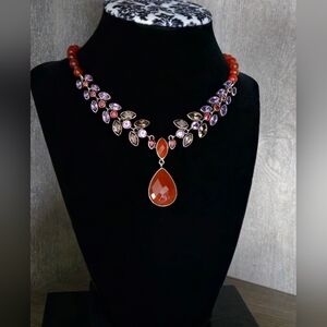 NICKY BUTLER 925 Sterling Silver Designer Necklace Carnelian Garnet Amethyst NB